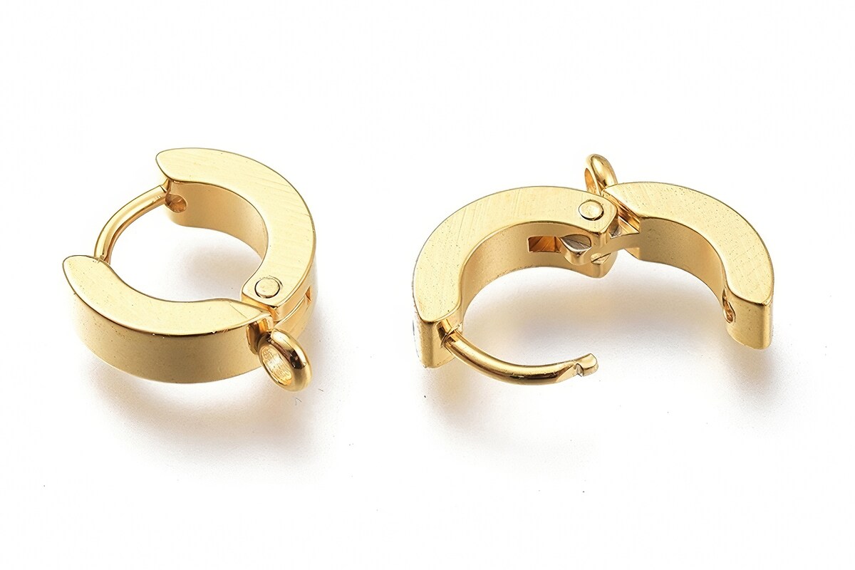 Tortite cercei otel inoxidabil argintiu deschis 201, 12x11x3mm (2 buc.)