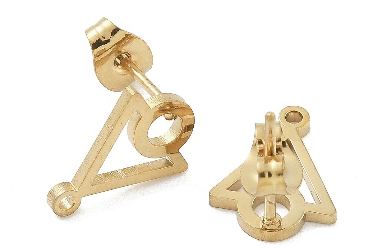 Tortite cercei otel inoxidabil auriu 304, triunghi 12,5x9,5mm (2 buc.)