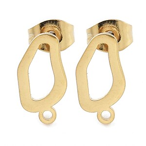 Tortite cercei otel inoxidabil auriu 304, 12x6,5mm (2 buc.)