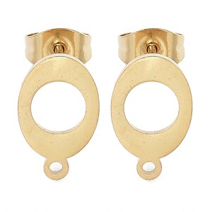 Tortite cercei otel inoxidabil auriu 304, oval 12x7,5mm (2 buc.)