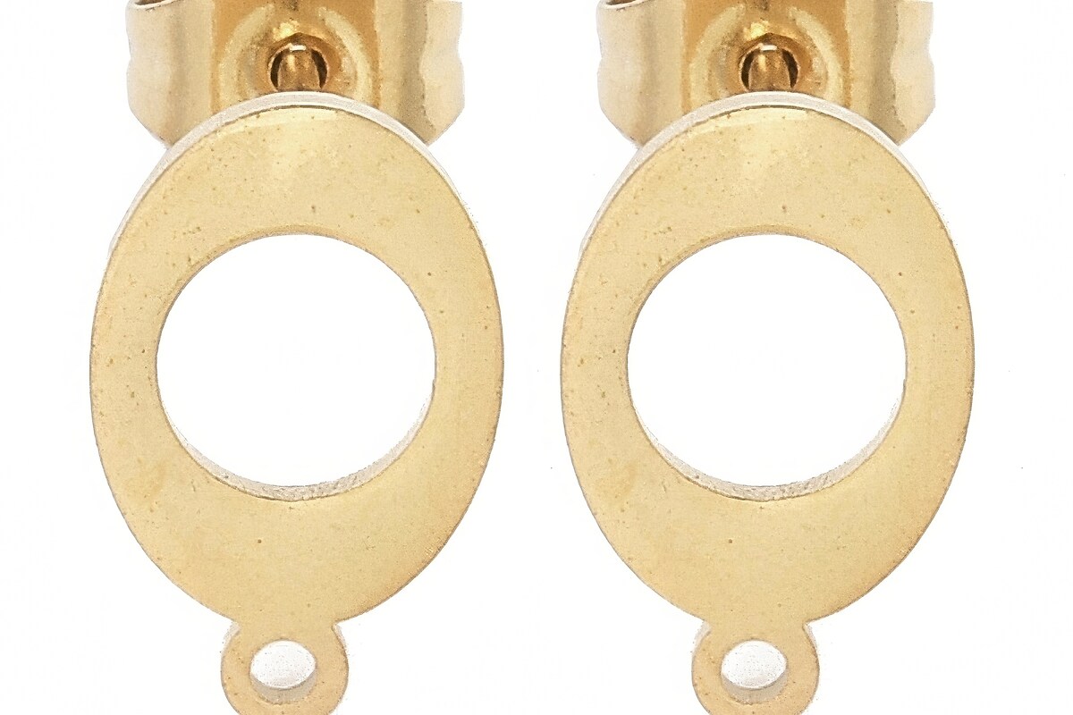 Tortite cercei otel inoxidabil auriu 304, oval 12x7,5mm (2 buc.)