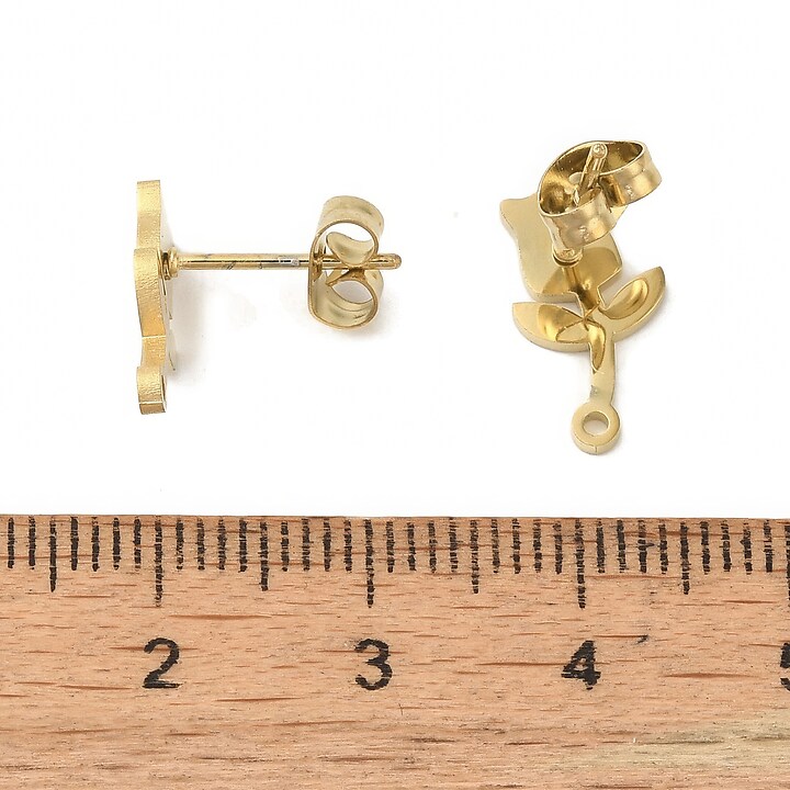 Tortite cercei otel inoxidabil auriu 304, lalea 13,5x7,5mm (2 buc.)