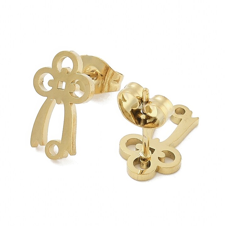 Tortite cercei otel inoxidabil auriu 304, funda 13x8mm (2 buc.)