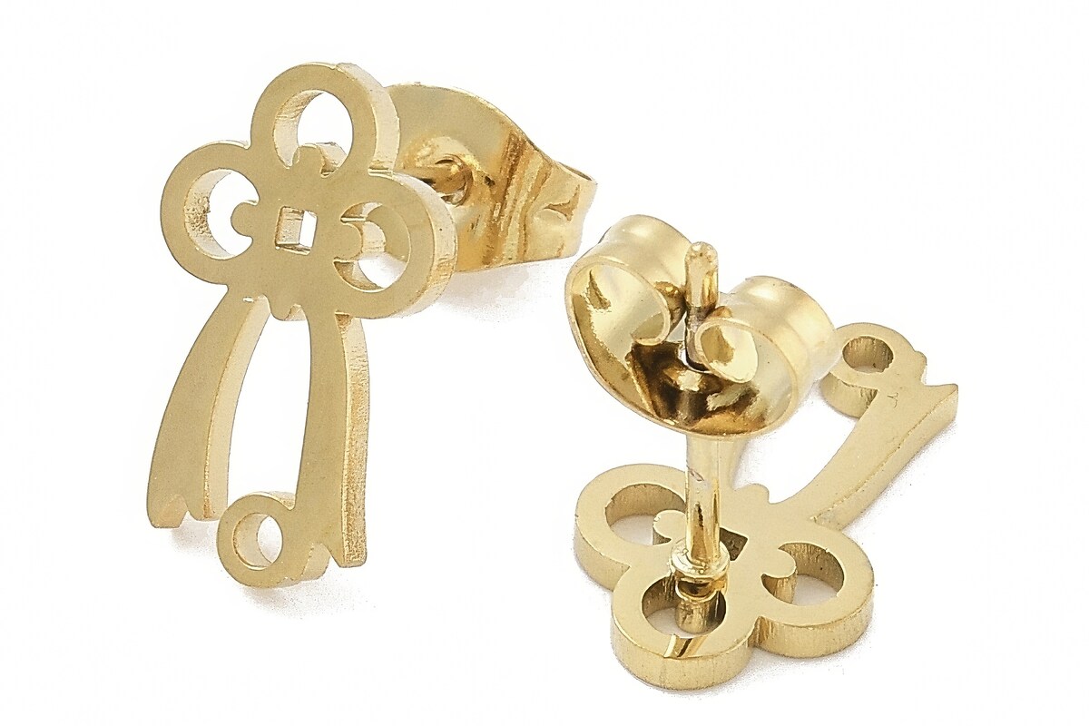 Tortite cercei otel inoxidabil auriu 304, funda 13x8mm (2 buc.)