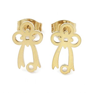 Tortite cercei otel inoxidabil auriu 304, funda 13x8mm (2 buc.)