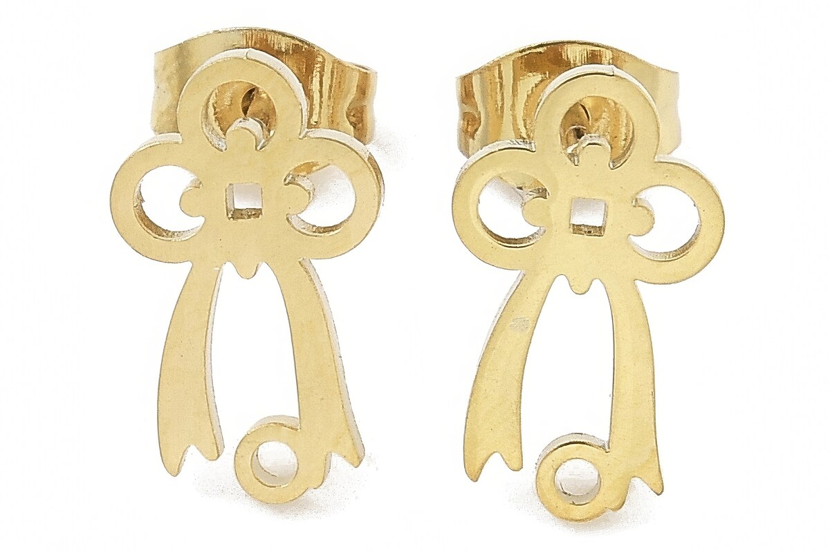 Tortite cercei otel inoxidabil auriu 304, funda 13x8mm (2 buc.)