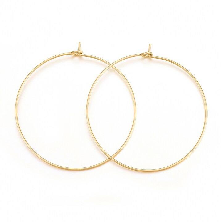 Tortite cercei otel inoxidabil auriu chirurgical 316, hoops 35mm (2 buc.)