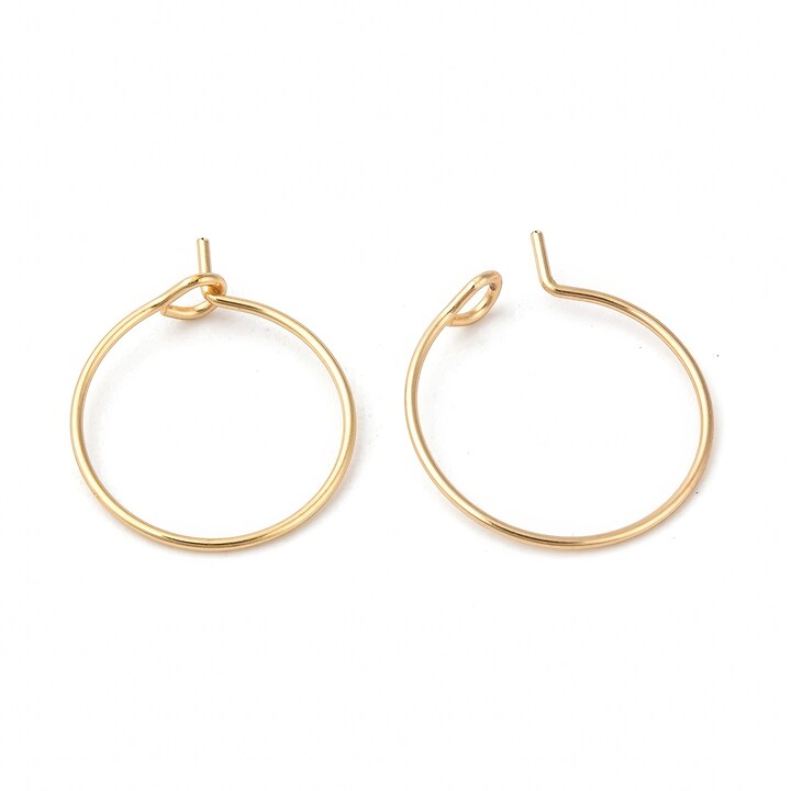 Tortite cercei otel inoxidabil auriu chirurgical 316, hoops 15mm (2 buc.)