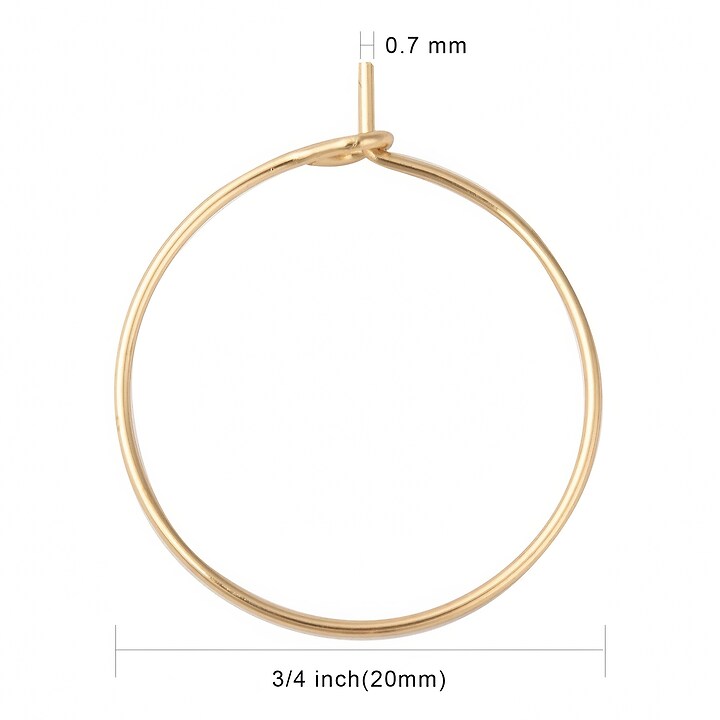 Tortite cercei otel inoxidabil auriu chirurgical 316, hoops 20mm (2 buc.)