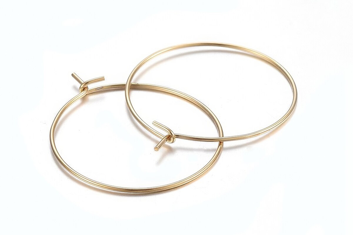 Tortite cercei otel inoxidabil auriu chirurgical 316, hoops 25mm (2 buc.)