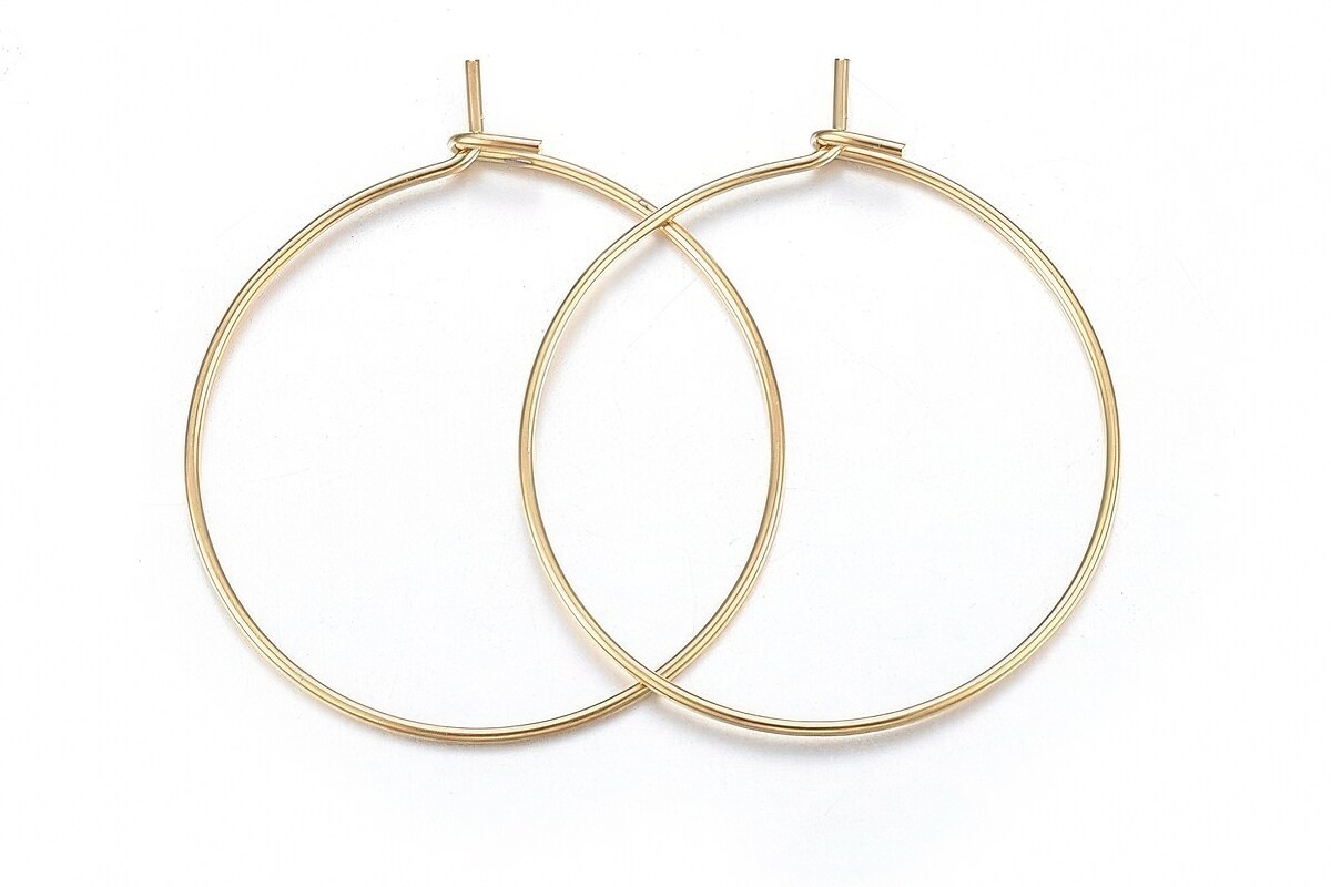 Tortite cercei otel inoxidabil auriu chirurgical 316, hoops 25mm (2 buc.)