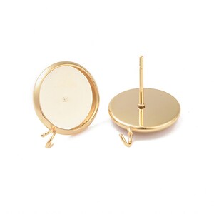 Tortite cercei otel inoxidabil 304 auriu cu platou interior 12mm (2 buc.)