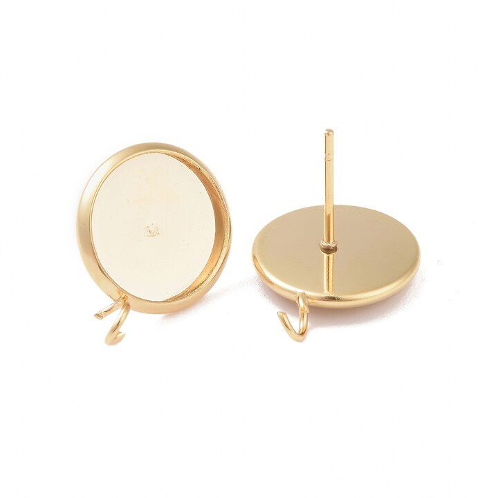 Tortite cercei otel inoxidabil 304 auriu cu platou interior 12mm (2 buc.)