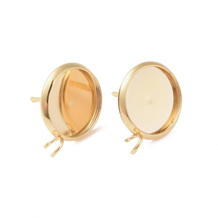 Tortite cercei otel inoxidabil 304 auriu cu platou interior 12mm (2 buc.)