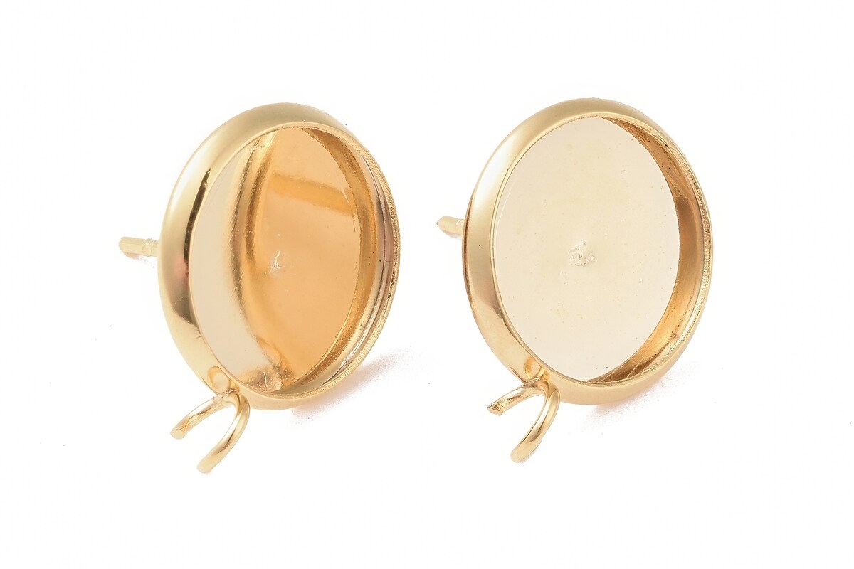 Tortite cercei otel inoxidabil 304 auriu cu platou interior 12mm (2 buc.)