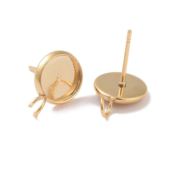 Tortite cercei otel inoxidabil 304 auriu cu platou interior 8mm (2 buc.)