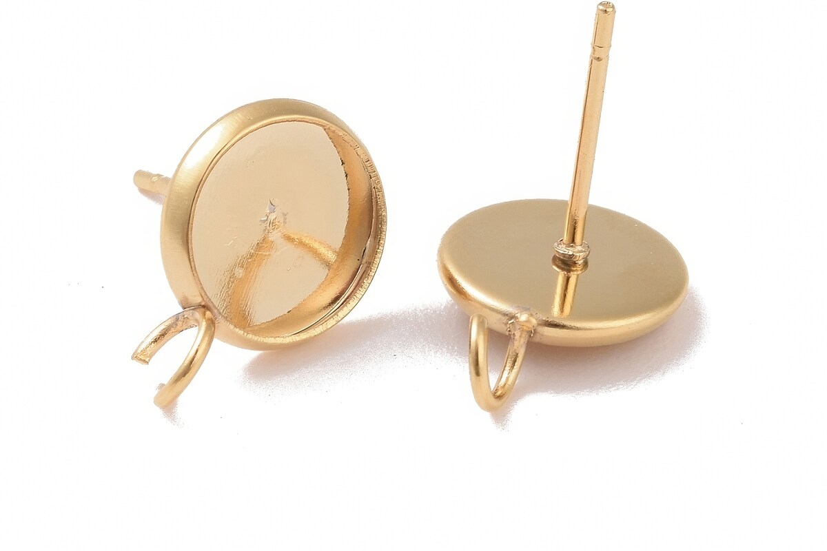 Tortite cercei otel inoxidabil 304 auriu cu platou interior 8mm (2 buc.)