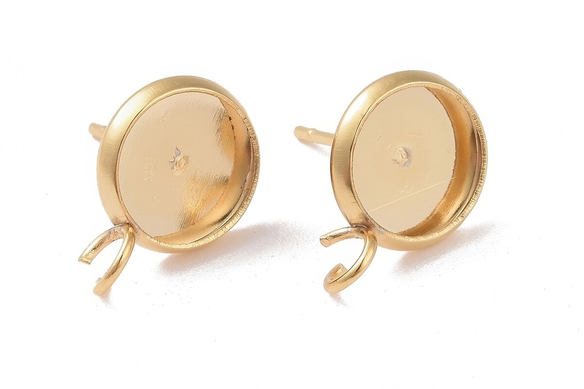 Tortite cercei otel inoxidabil 304 auriu cu platou interior 8mm (2 buc.)