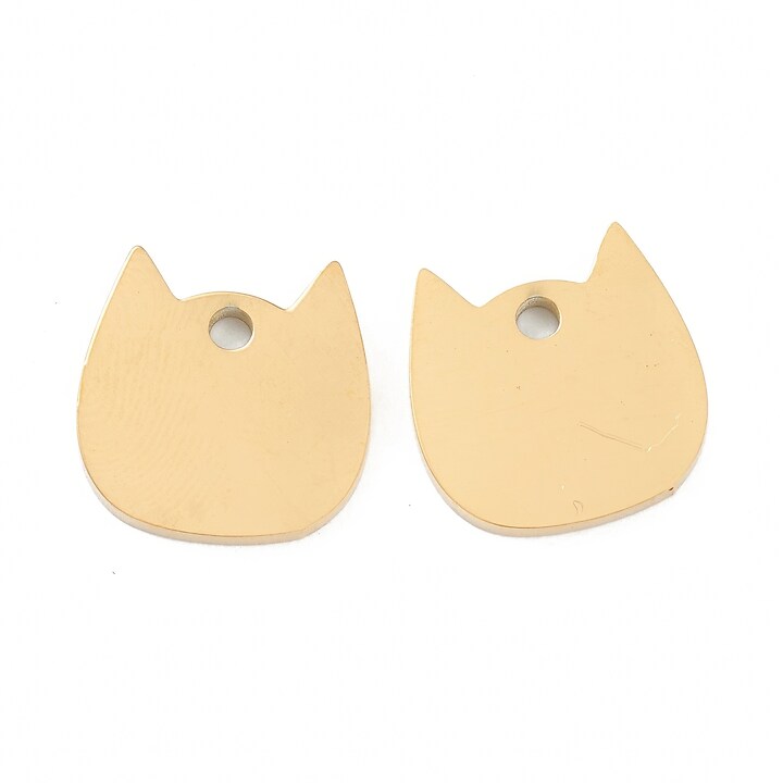 Pandantiv otel inoxidabil 304 auriu, pisica, model pentru stantat 11,5x11,5mm