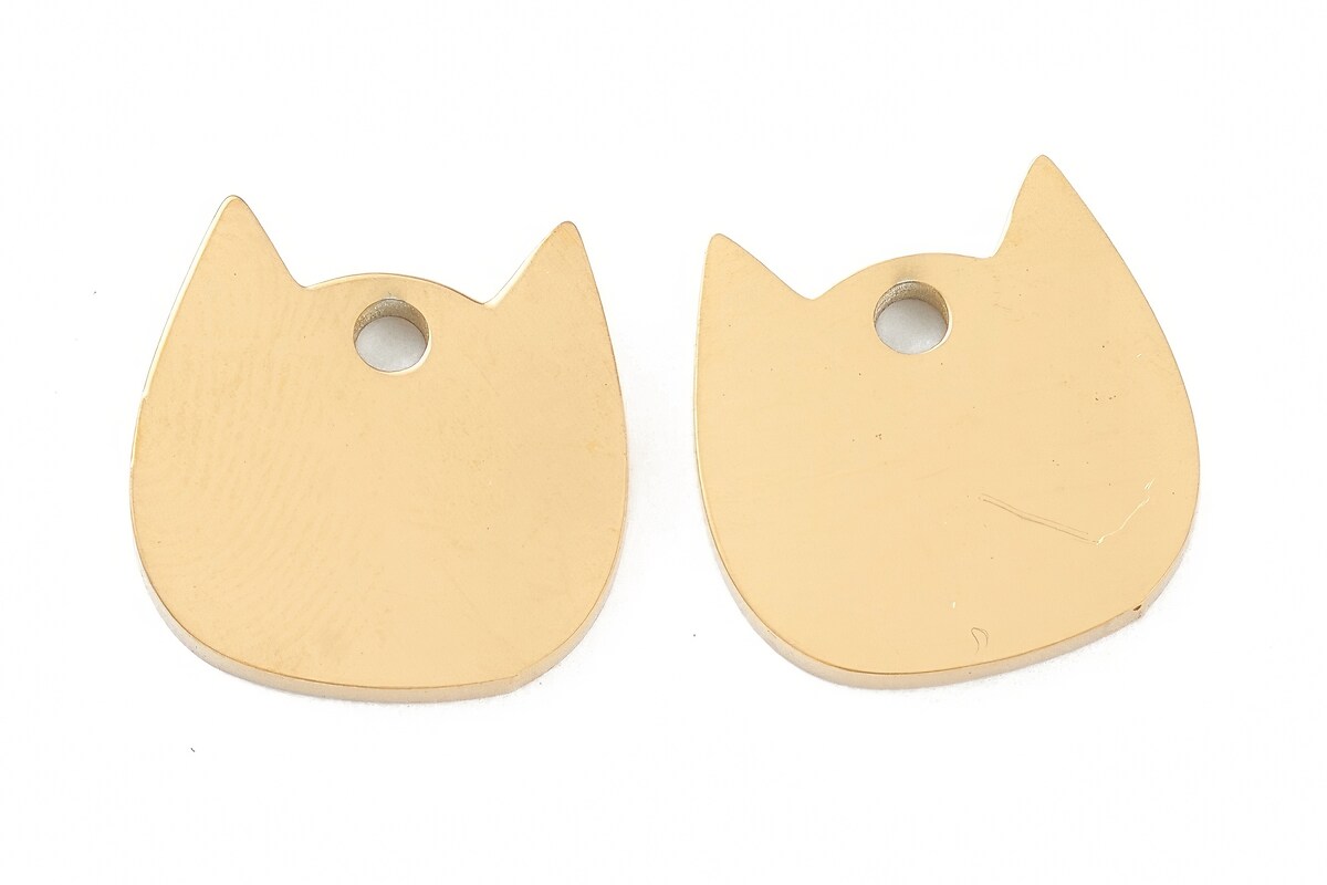Pandantiv otel inoxidabil 304 auriu, pisica, model pentru stantat 11,5x11,5mm