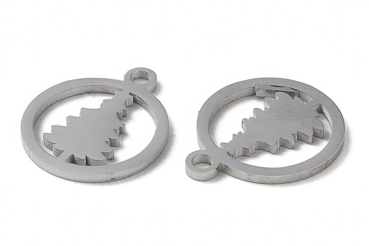 Pandantiv otel inoxidabil 304, brad de Craciun 14,5x12mm