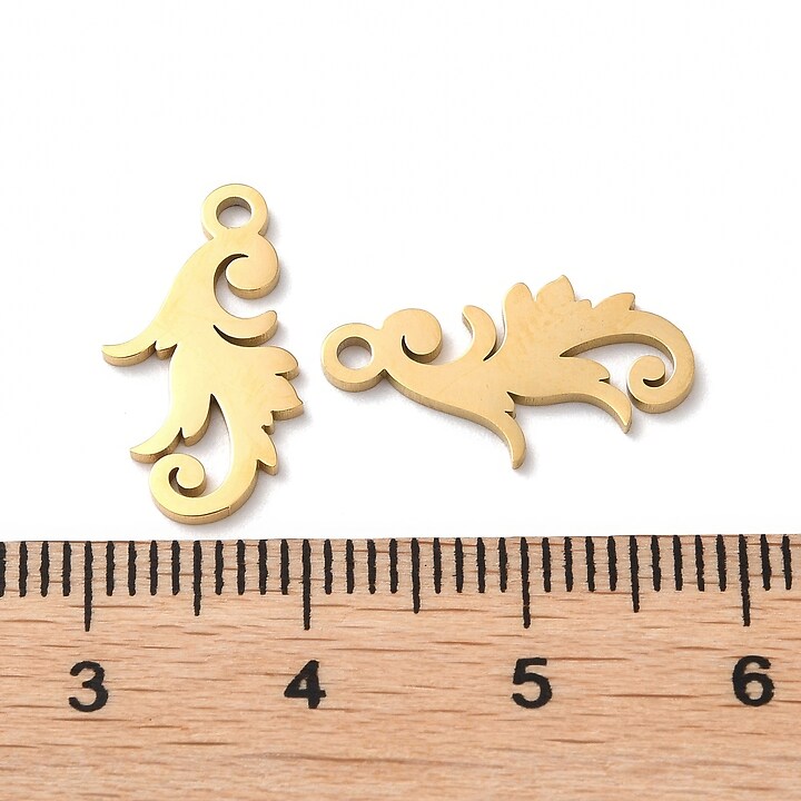 Pandantiv otel inoxidabil 304 auriu placat IP (ion plating), frunza 17,5x10mm