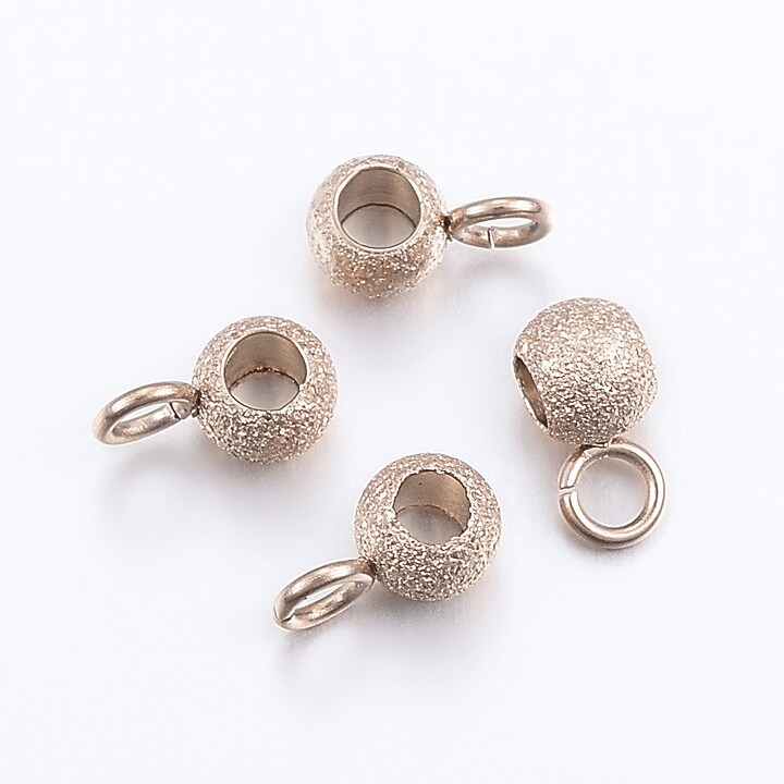 Agatatoare pandantiv otel inoxidabil 304 rose gold, stardust, 7x4x3mm