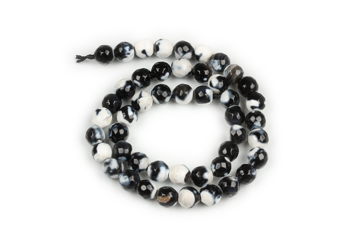 Margele fire agate sfere fatetate 8mm (sirag) - negru