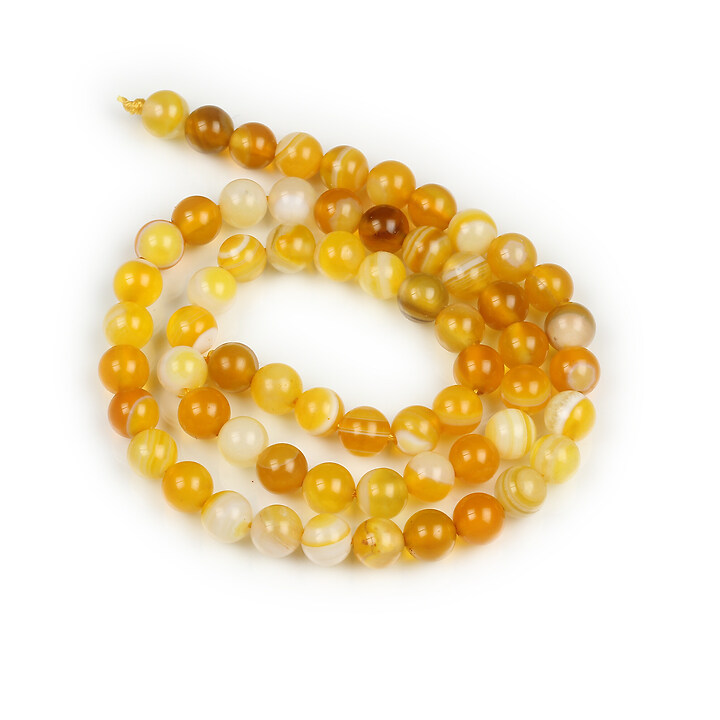 Margele agate striped sfere 6mm (sirag) - galben