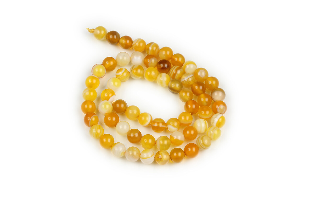 Margele agate striped sfere 6mm (sirag) - galben