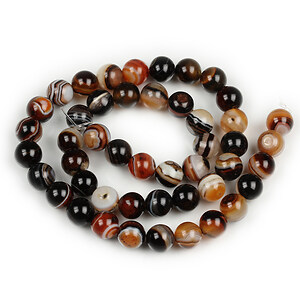 Margele agate striped sfere 8mm (sirag) - maro roscat