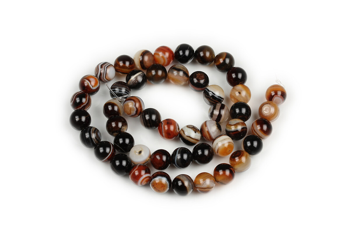 Margele agate striped sfere 8mm (sirag) - maro roscat
