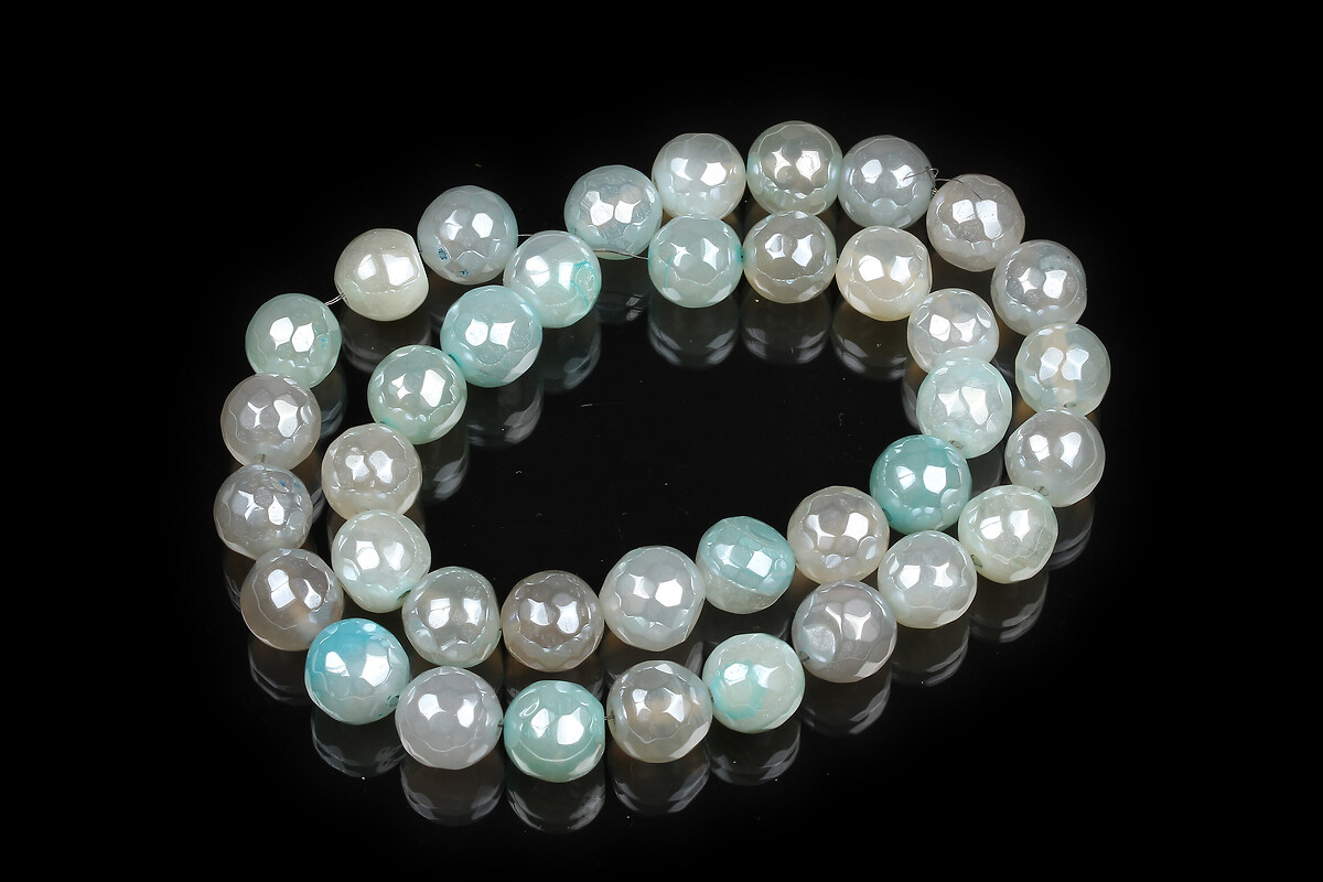 Margele agate crackle electroplacate luster sfere fatetate 10mm (sirag) - gri bleu