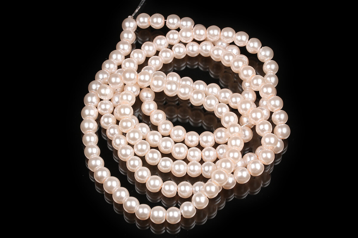 Sirag perle de sticla lucioase, sfere 6mm - roz pal (aprox. 145 buc.)