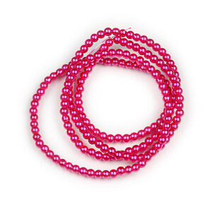 Sirag perle de sticla lucioase, sfere 3mm - fucsia (aprox. 190 buc.)
