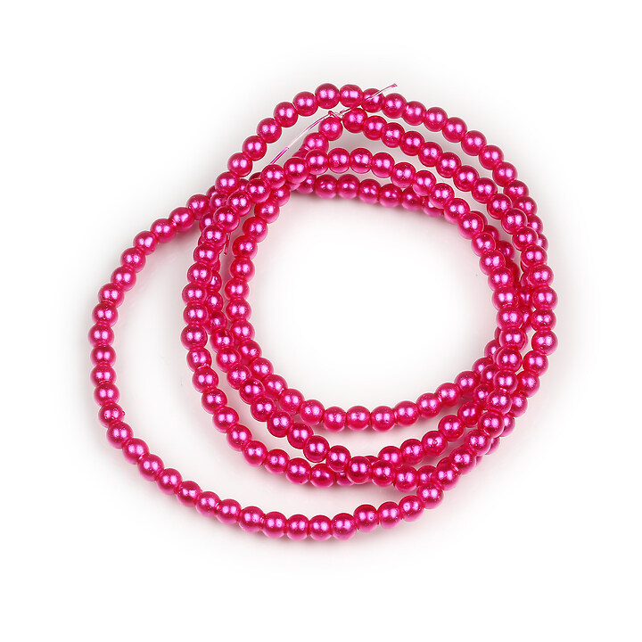Sirag perle de sticla lucioase, sfere 3mm - fucsia (aprox. 190 buc.)