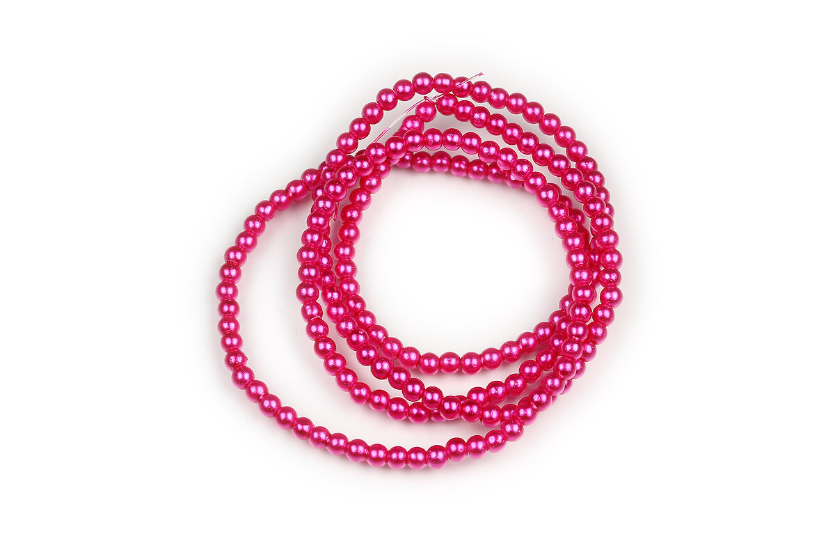 Sirag perle de sticla lucioase, sfere 3mm - fucsia (aprox. 190 buc.)