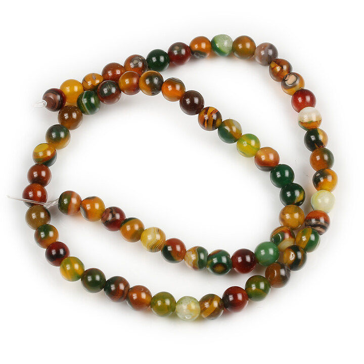 Margele agate striped sfere 6mm (sirag) - maro verde
