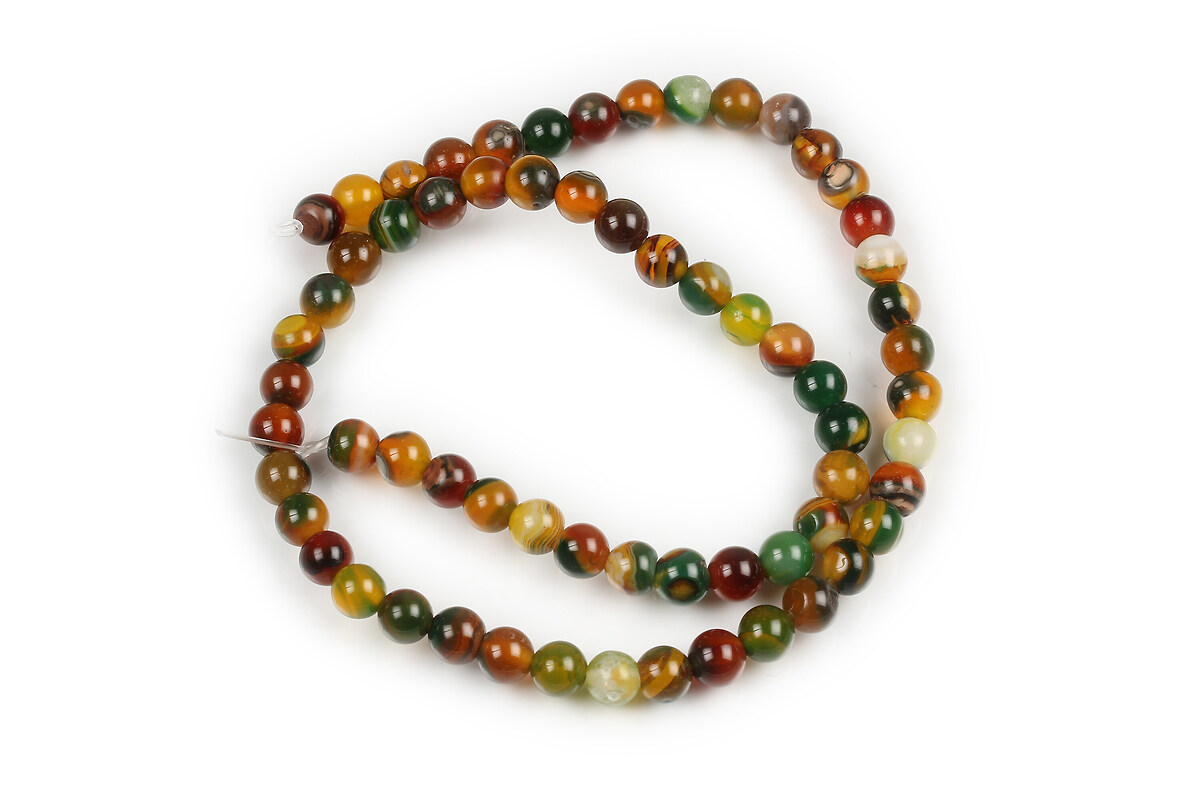 Margele agate striped sfere 6mm (sirag) - maro verde
