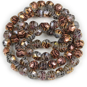 Sirag margele de cristal electroplacat rotund frosted cu model aprox. 9x10mm - gri cupru