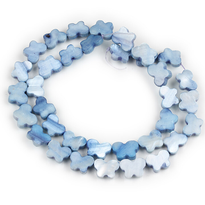 Margele sidef fluture 8x10x2,5mm (sirag) - albastru
