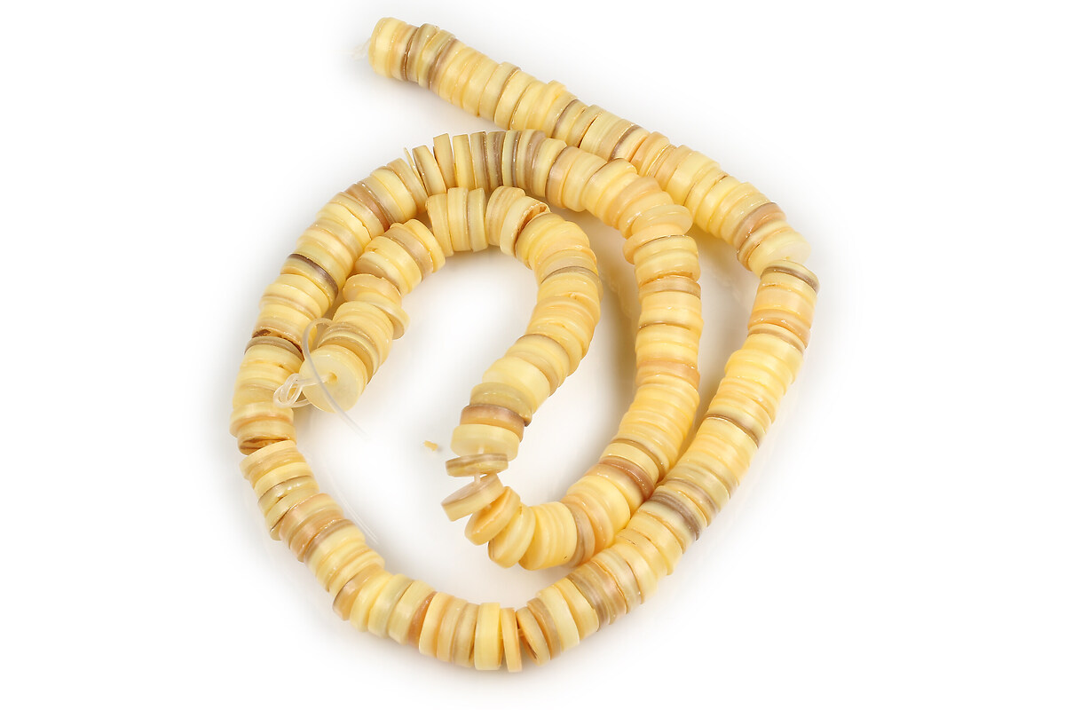 Margele sidef galben rondele Heishi 1-3x8-8,5mm (sirag)