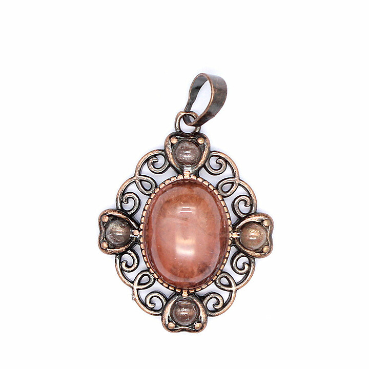 Pandantiv cherry blossom agate, in montura cupru, floare 33x27mm