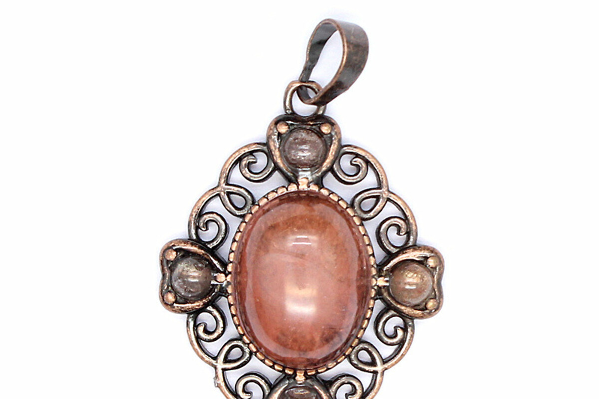 Pandantiv cherry blossom agate, in montura cupru, floare 33x27mm