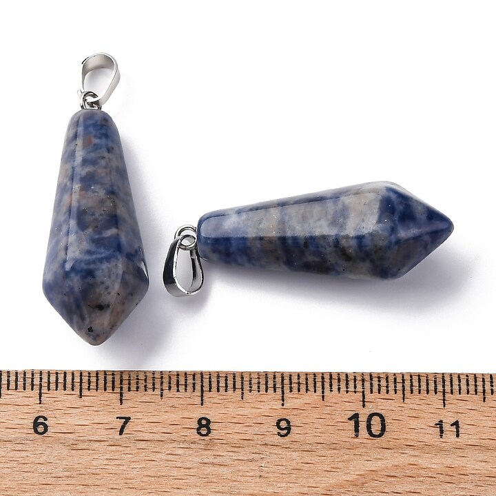 Pandantiv glont sodalit, cu agatatoare argintiu inchis, 36x14mm