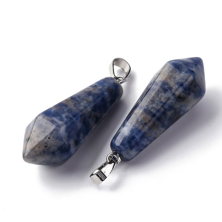 Pandantiv glont sodalit, cu agatatoare argintiu inchis, 36x14mm