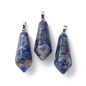 Pandantiv glont sodalit, cu agatatoare argintiu inchis, 36x14mm