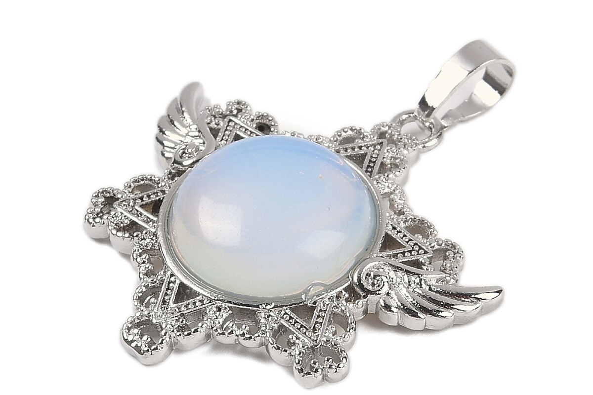 Pandantiv stea opalit, cu agatatoare argintiu inchis, 35x34mm