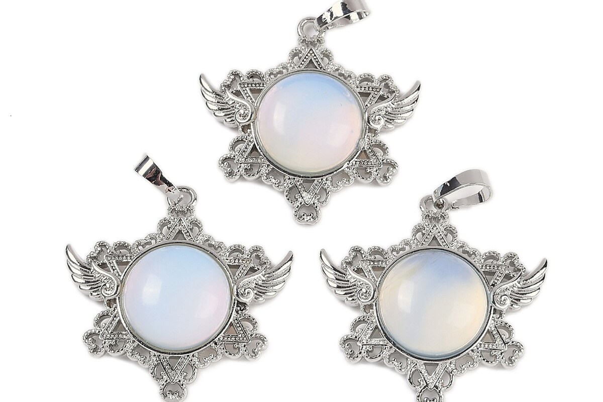 Pandantiv stea opalit, cu agatatoare argintiu inchis, 35x34mm