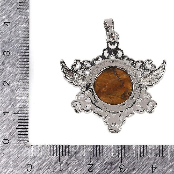 Pandantiv stea ochi de tigru, cu agatatoare argintiu inchis, 35x34mm